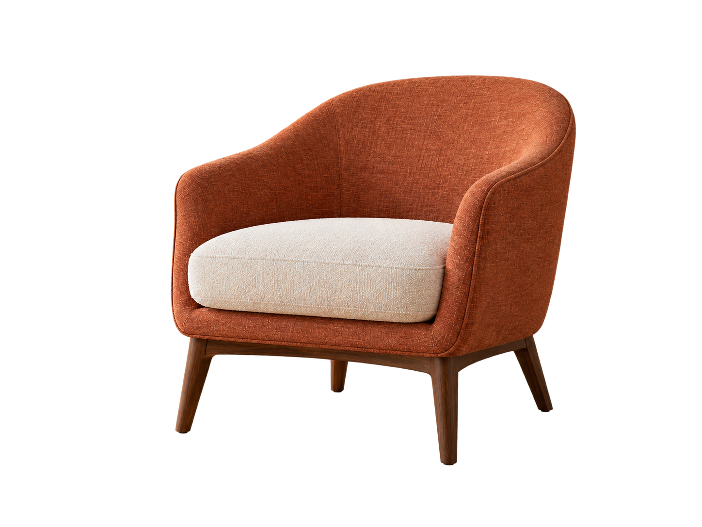 Terracotta lounge chair isolated from the room